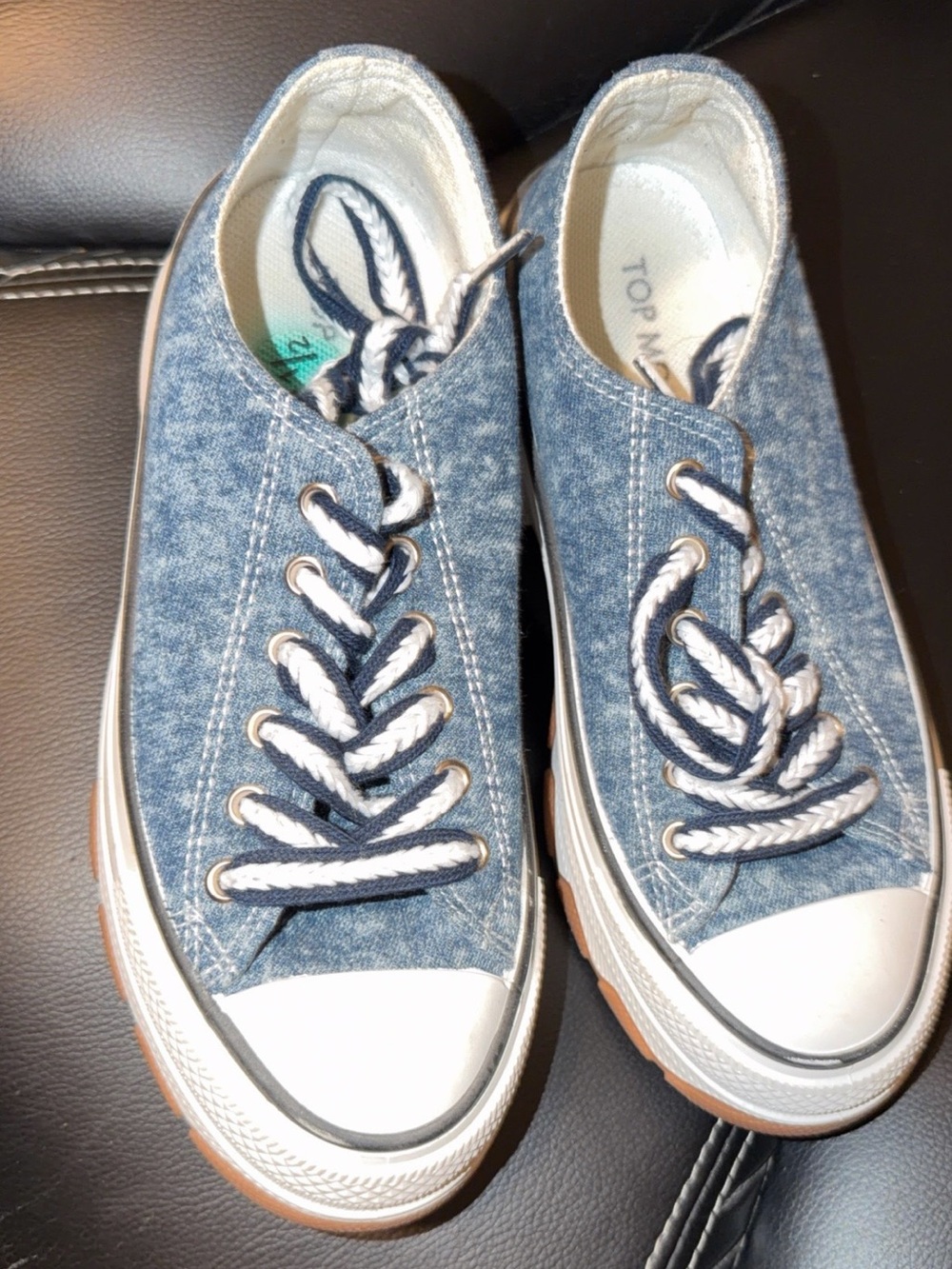 Denim-Style Low Top Sneakers with Rope Laces